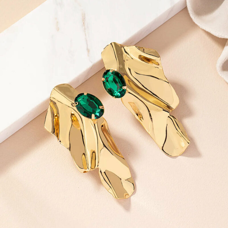 Gold Plated Abstract Evening Earrings