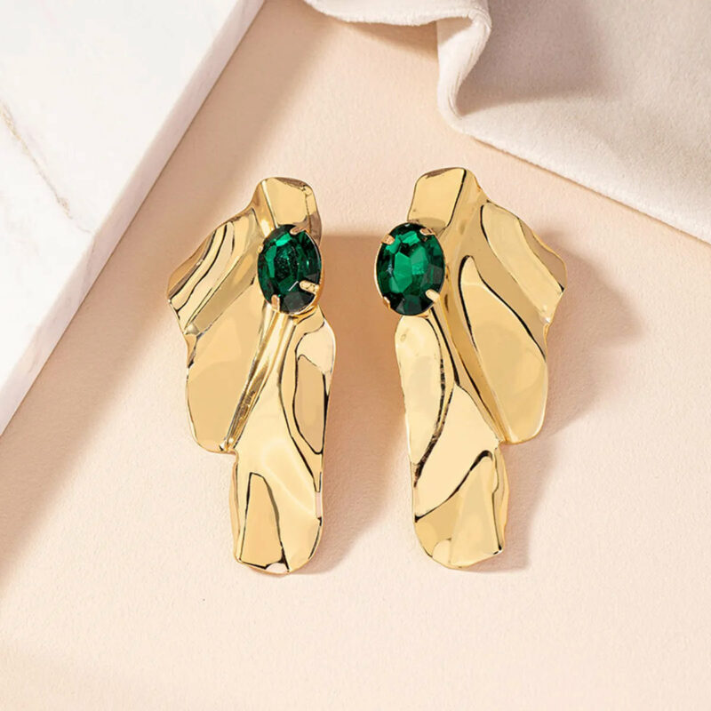 Gold Plated Abstract Evening Earrings - Image 3