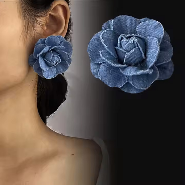 Denim Blossom Earrings