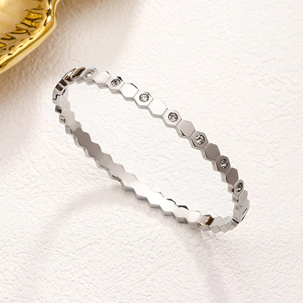 Honeycomb Love Bangle Bracelet