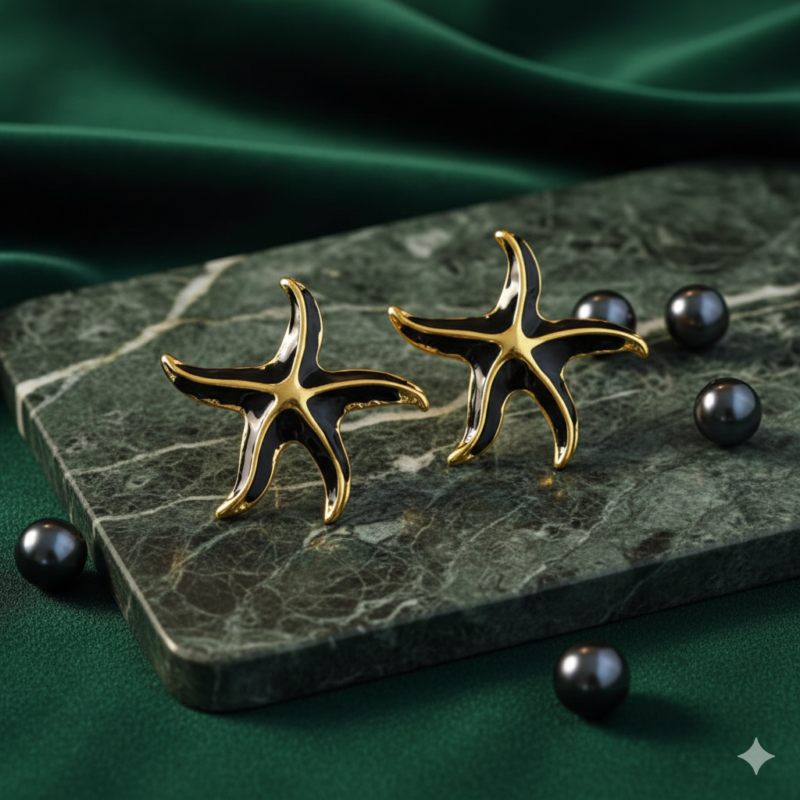 Midnight Starfish Luxe Studs