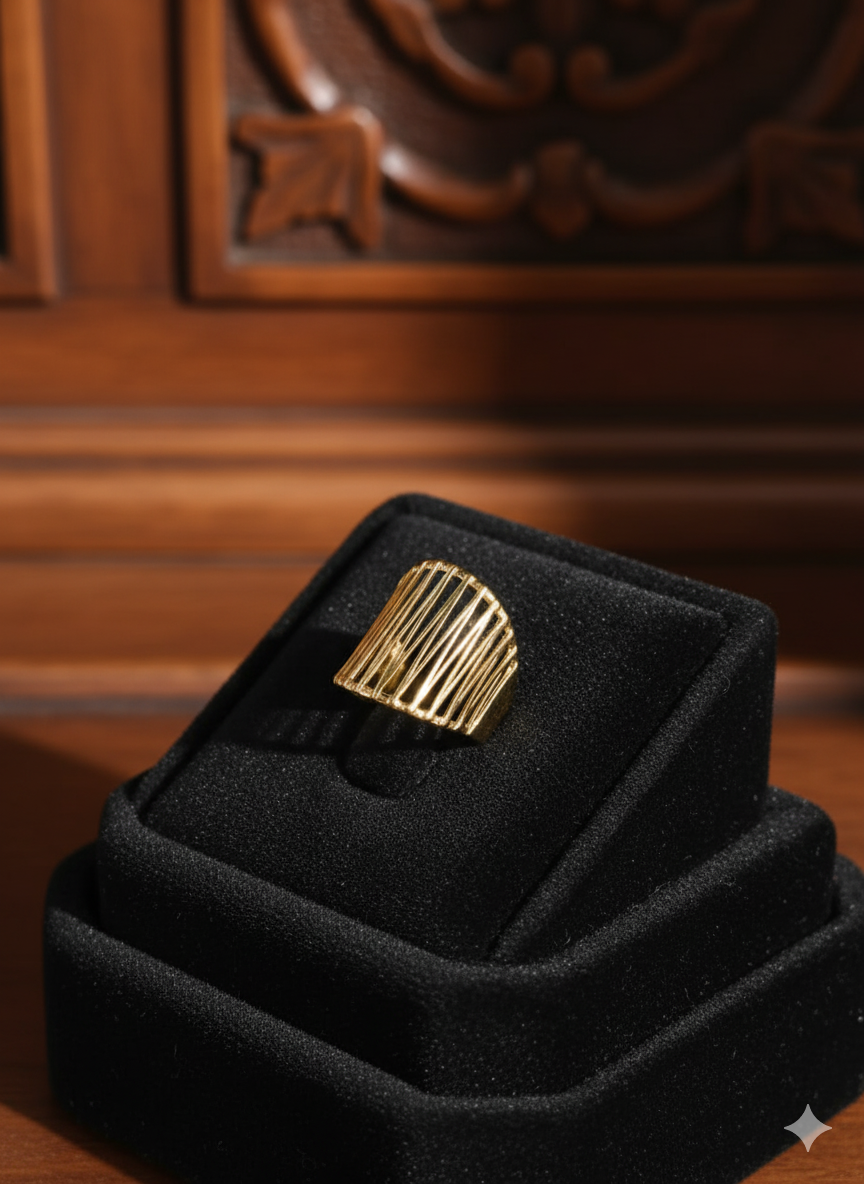 Golden Cascade Wide Band Ring - Image 2