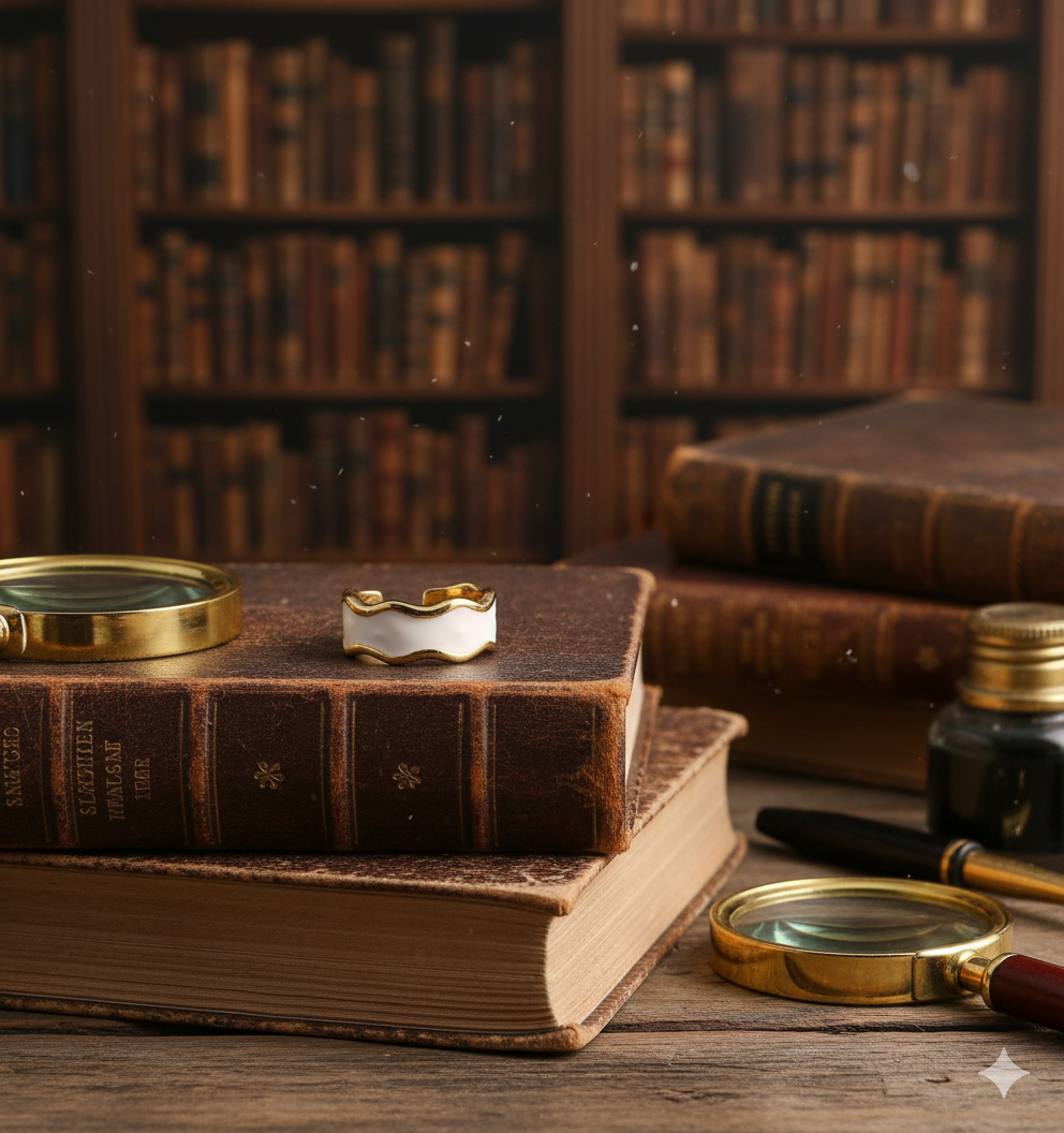 Golden Iridescent Wave Open Ring - Image 2