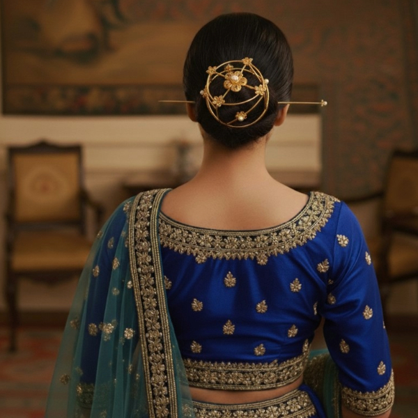 Golden Petal Halo Bun Crown