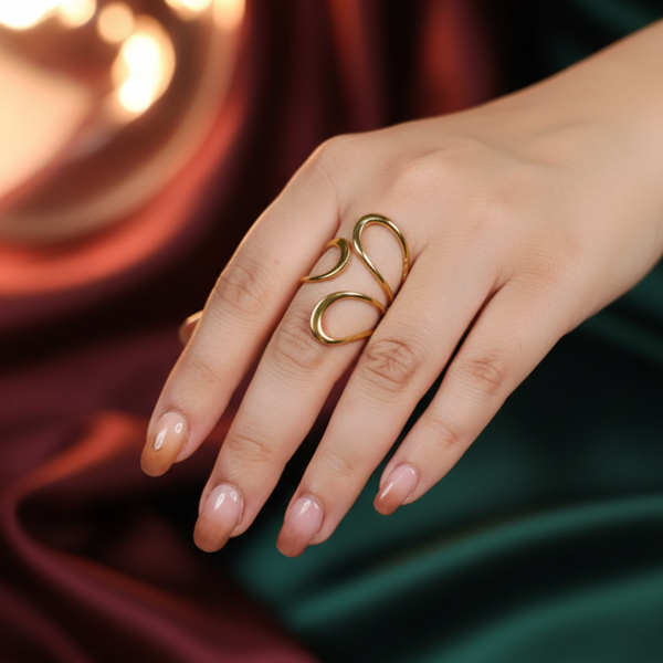 Golden Modern Wave Ring