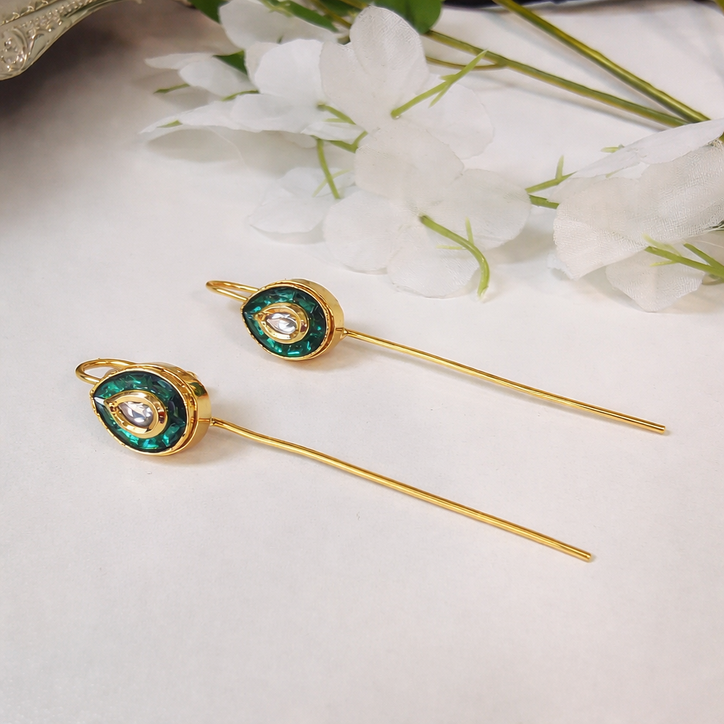 Emerald Echo Drop Ear Cuffs