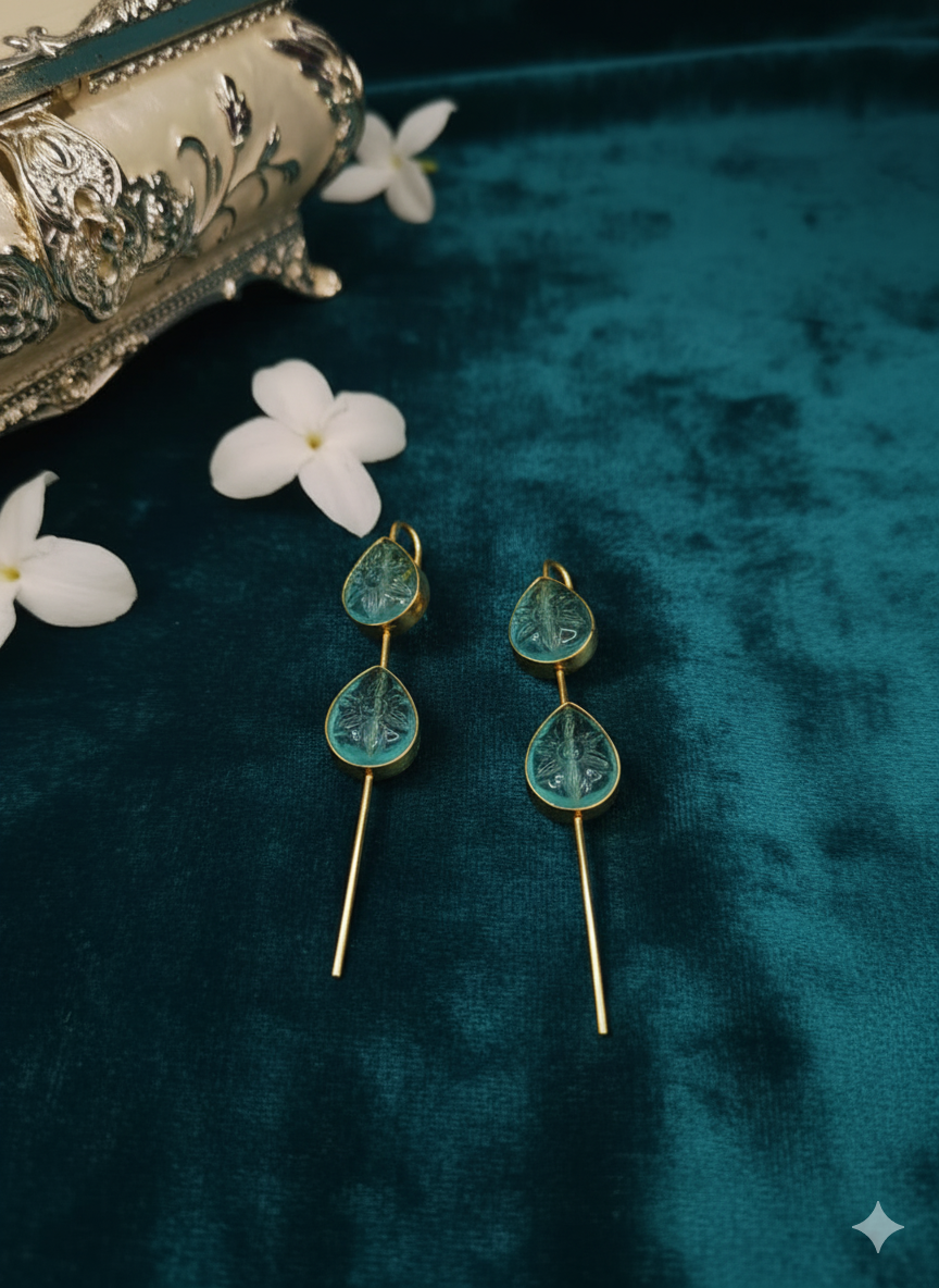 Aquamarine Serenity Double Drop Ear Cuff - Image 2