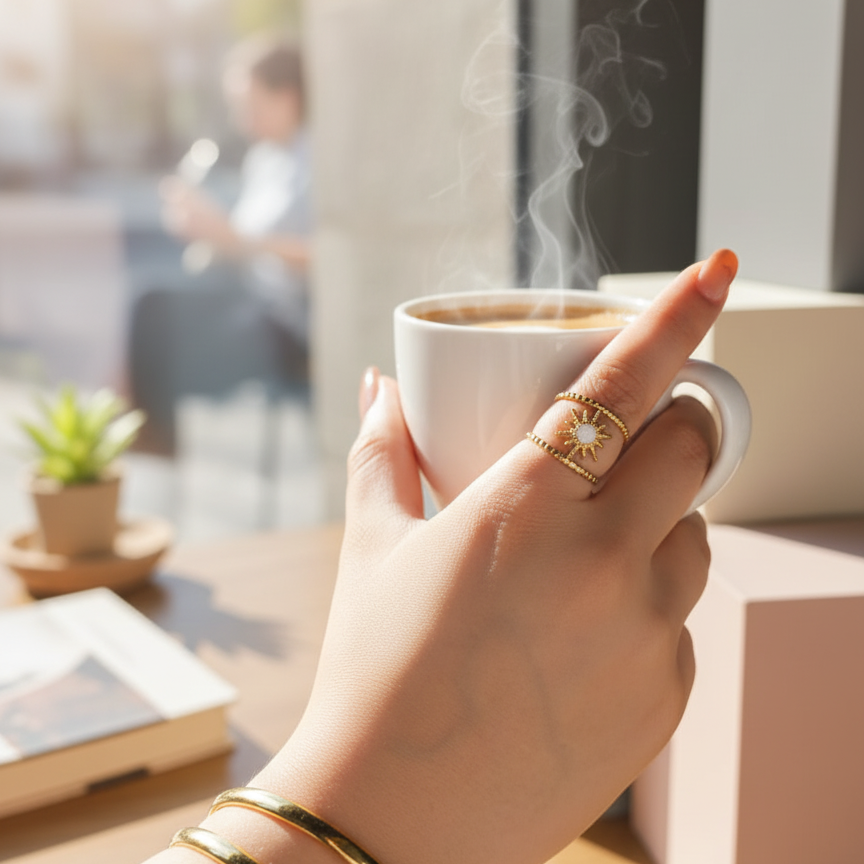 Celestial Sunburst Open Ring - Image 3