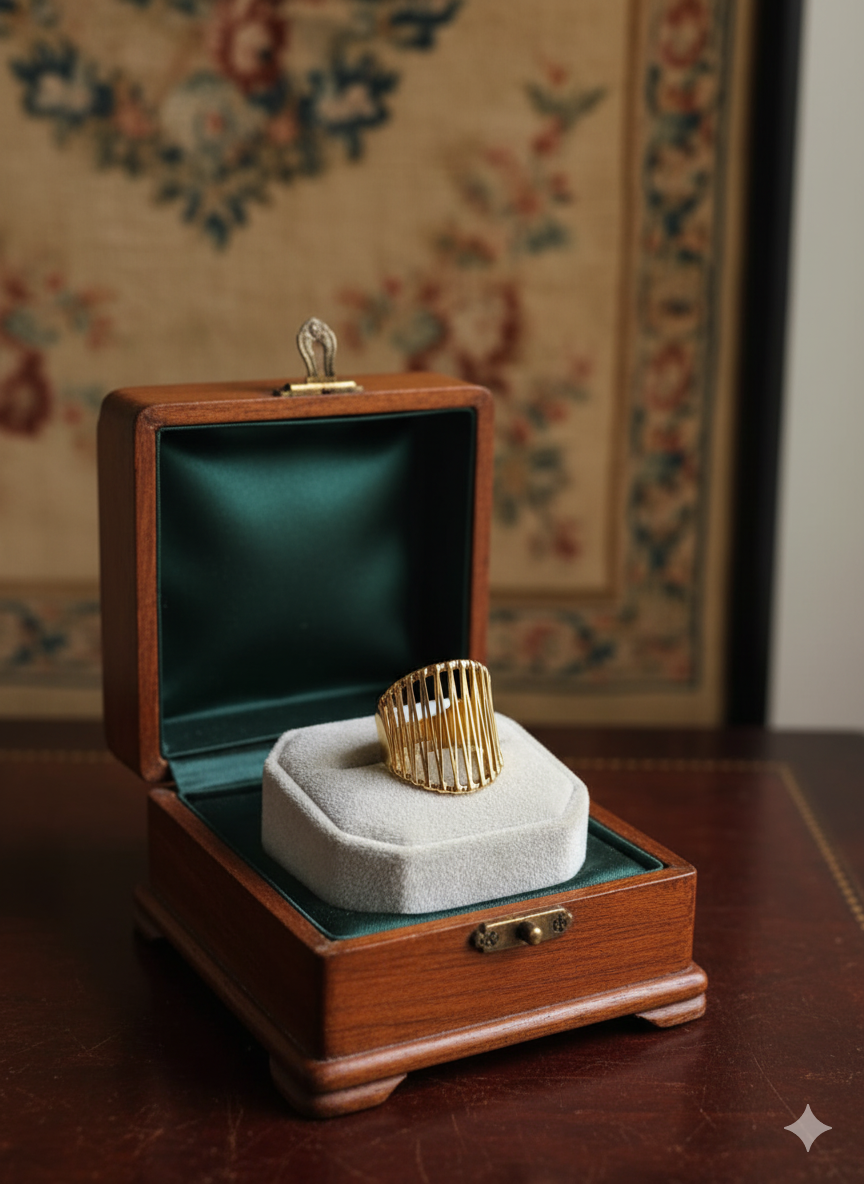 Golden Cascade Wide Band Ring - Image 3