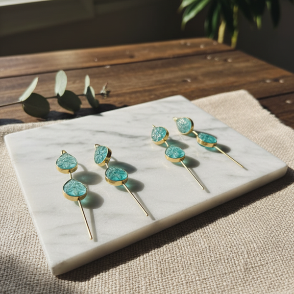 Aquamarine Serenity Double Drop Ear Cuff - Image 3