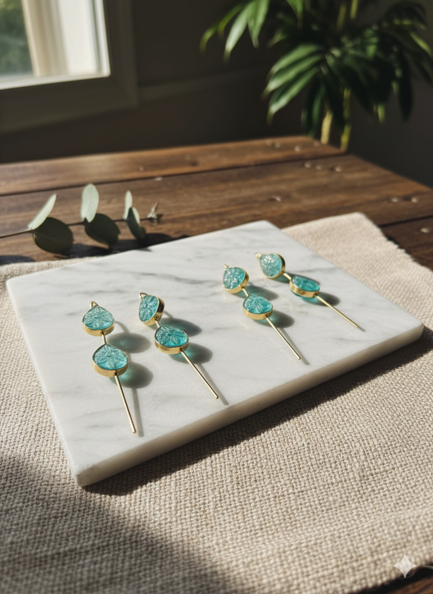 Aquamarine Serenity Double Drop Ear Cuff - Image 3