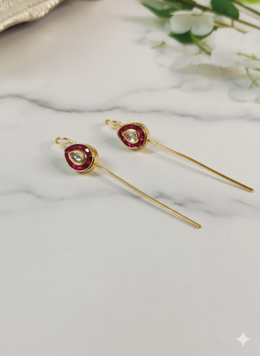 Ruby Aura Long Ear Cuff - Image 3