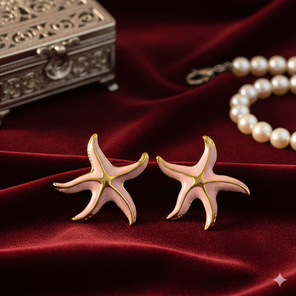 Pink Starfish Ocean Charm Earrings - Image 4