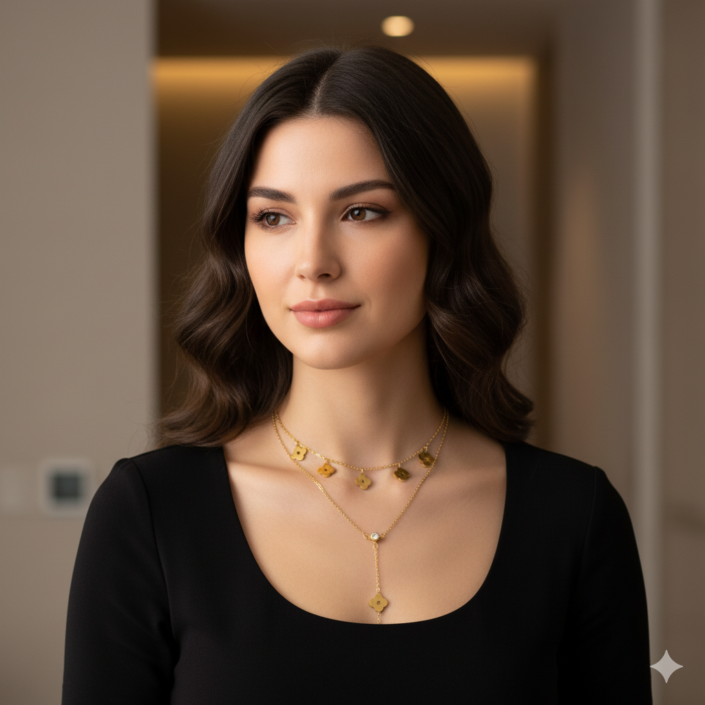 Golden Bloom Layered Necklace - Image 4