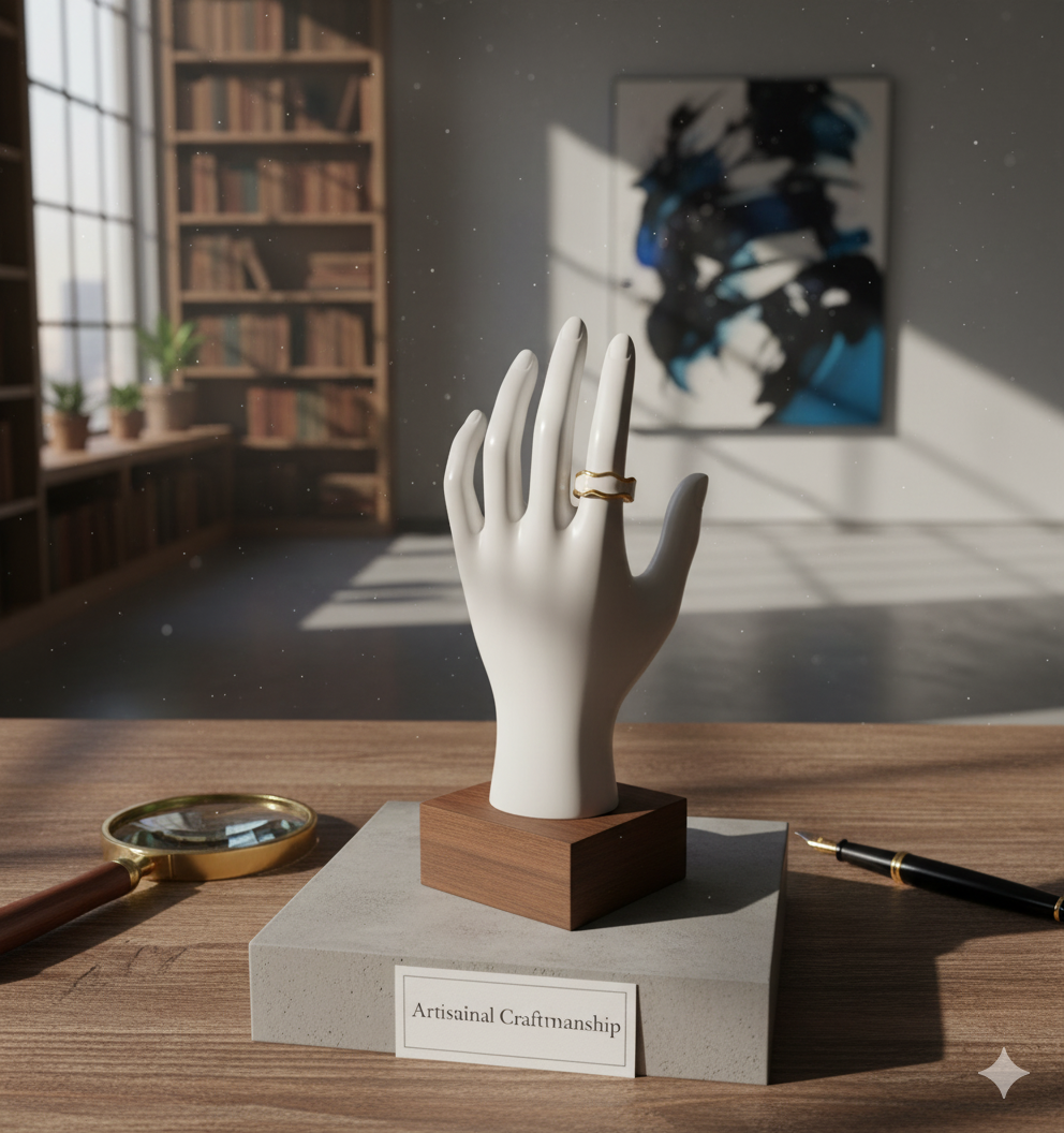 Golden Iridescent Wave Open Ring - Image 4