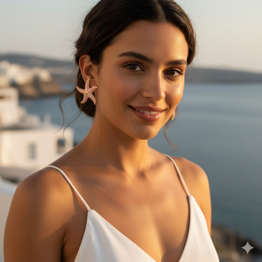 Pink Starfish Ocean Charm Earrings - Image 3