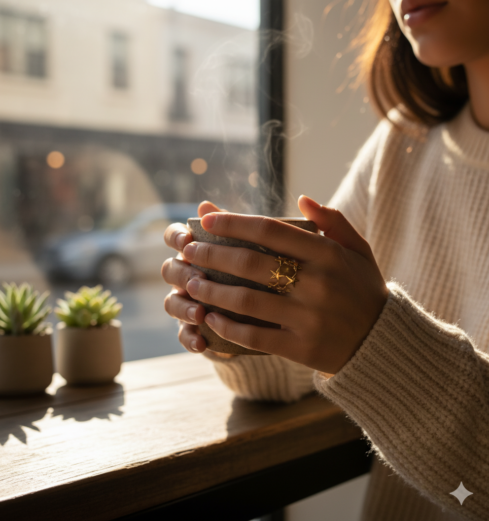 Golden Starry Night Statement Ring - Image 5