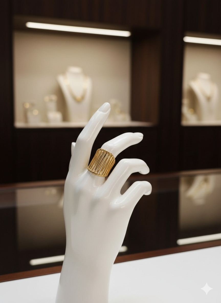 Golden Cascade Wide Band Ring - Image 5