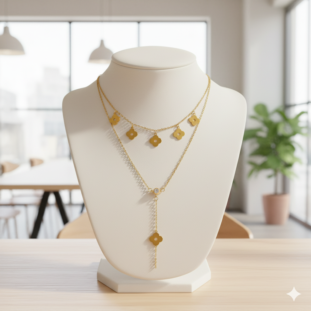 Golden Bloom Layered Necklace - Image 2