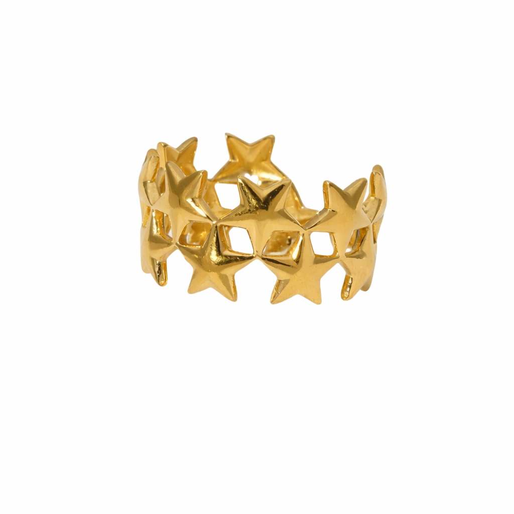 Golden Starry Night Statement Ring