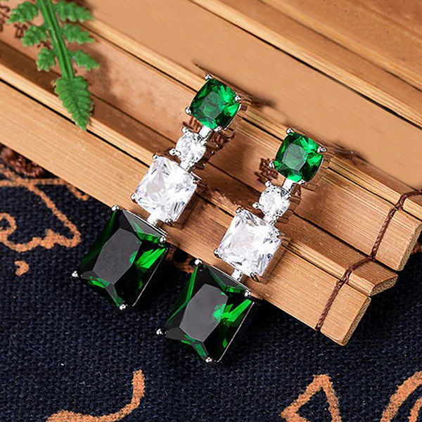 Emerald Geometric Earrings