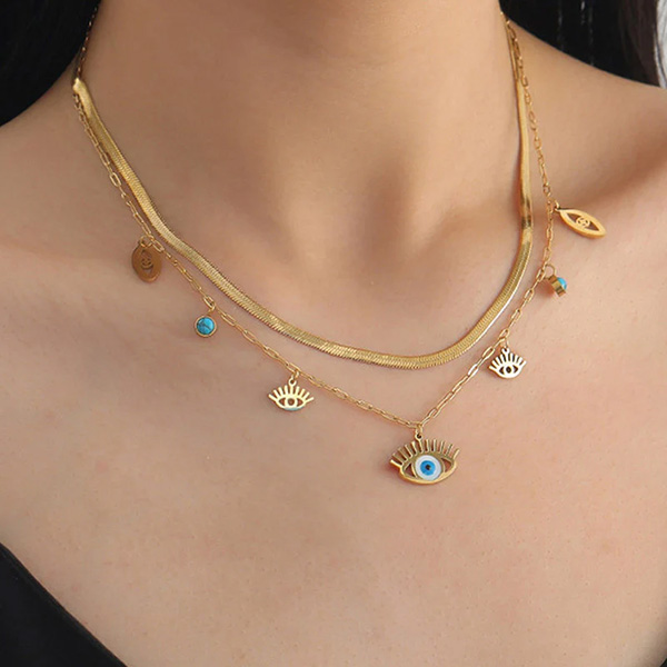 Evil Eye Layered Necklace - Image 2