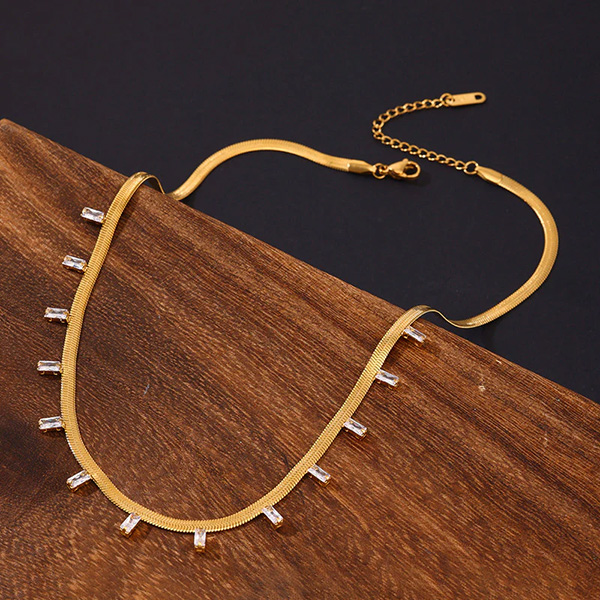 Studded Snake Chain in White