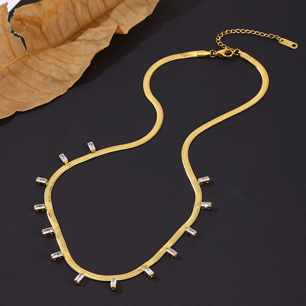Studded Snake Chain in White - Image 3