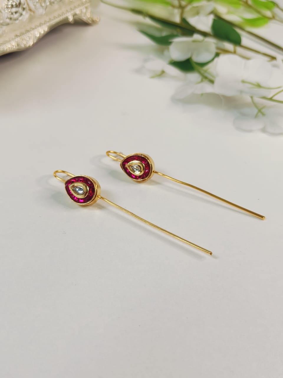 Ruby Aura Long Ear Cuff
