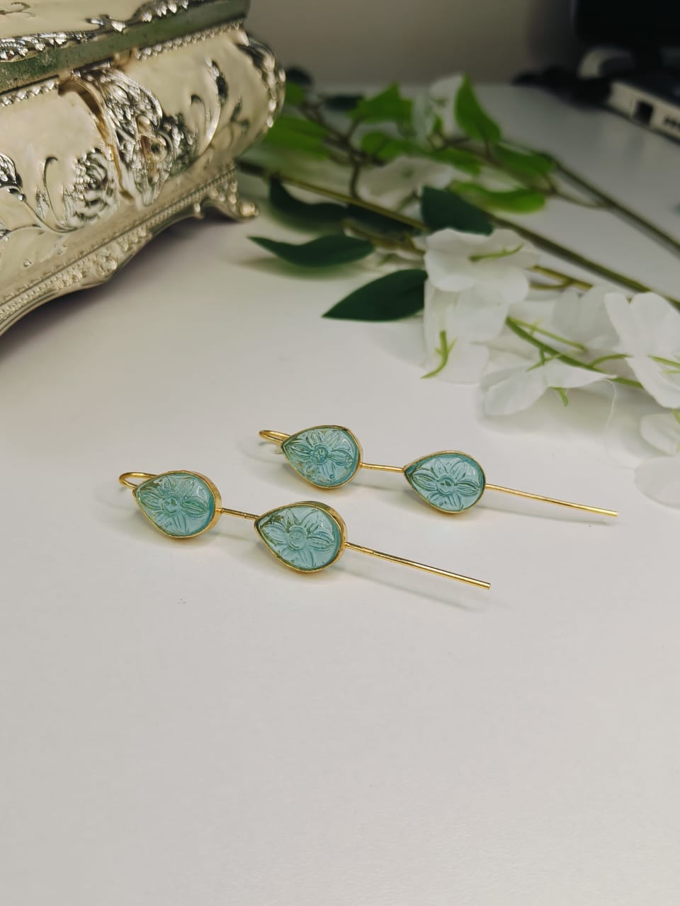 Aquamarine Serenity Double Drop Ear Cuff