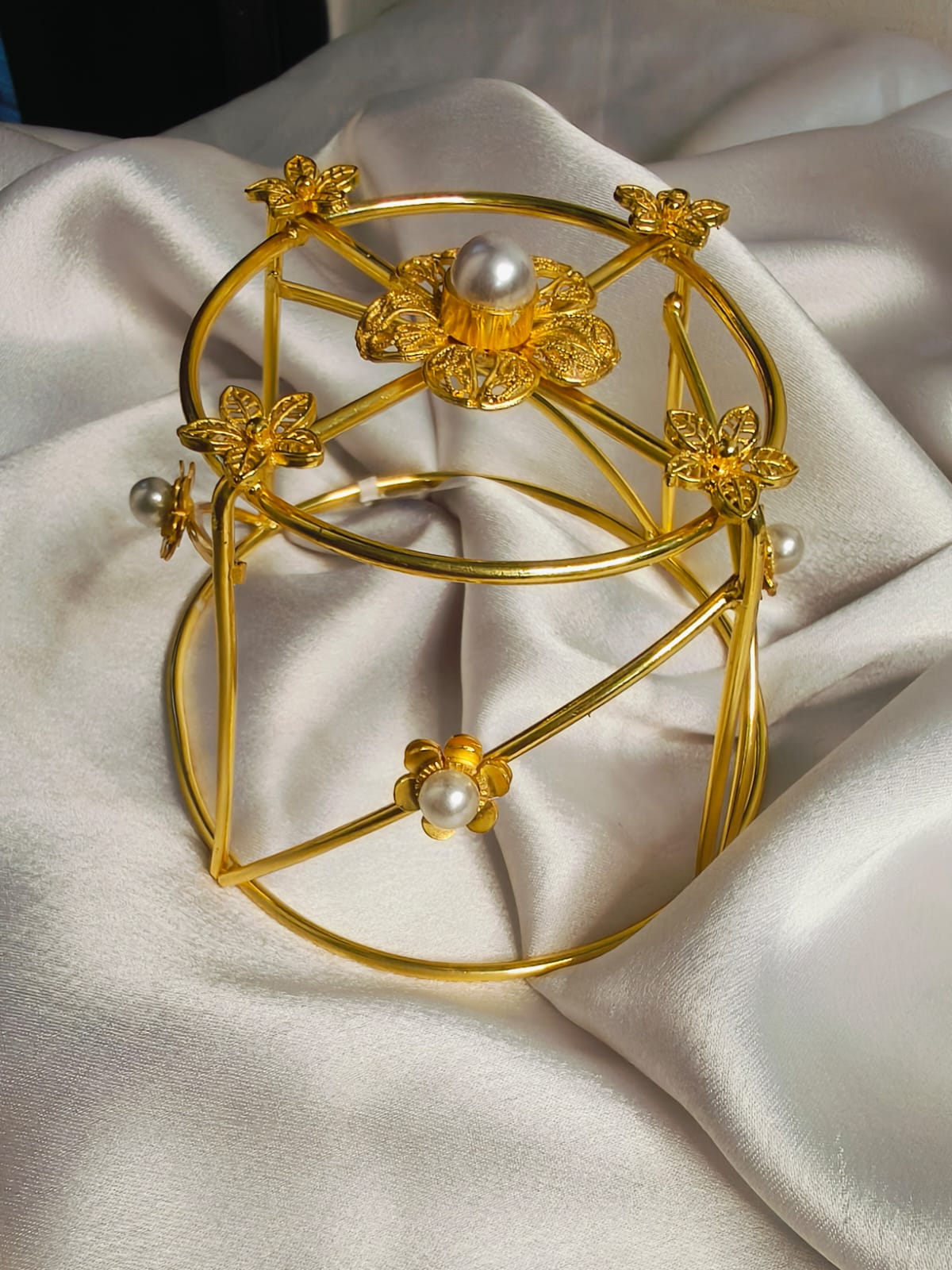 Golden Petal Halo Bun Crown
