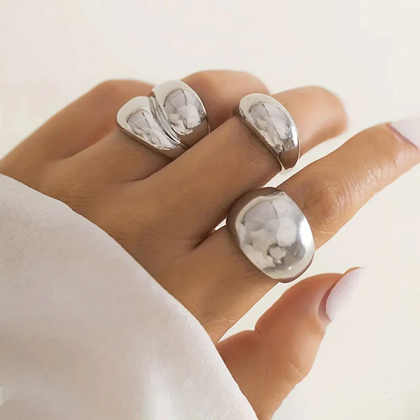 Chunky Rings Set of 3 Silver Ring - Image 3