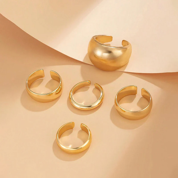 Chunky Rings Set of 4 Gold