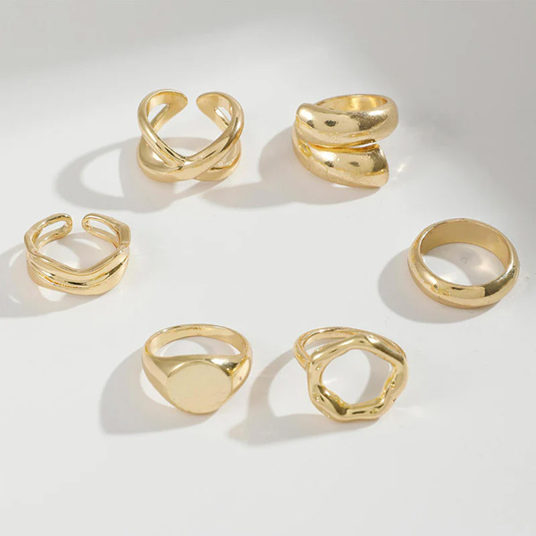 Chunky Rings Set of 6 Gold