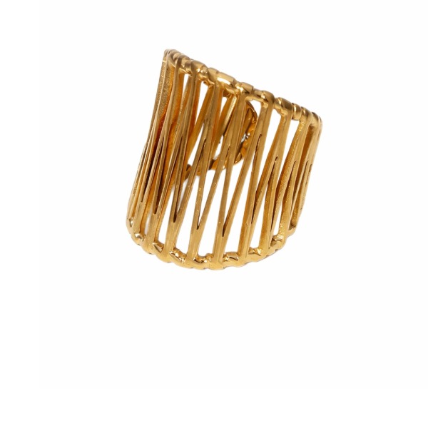 Golden Cascade Wide Band Ring