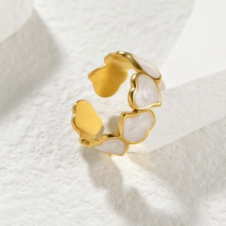 Enamel Hearts Band Ring