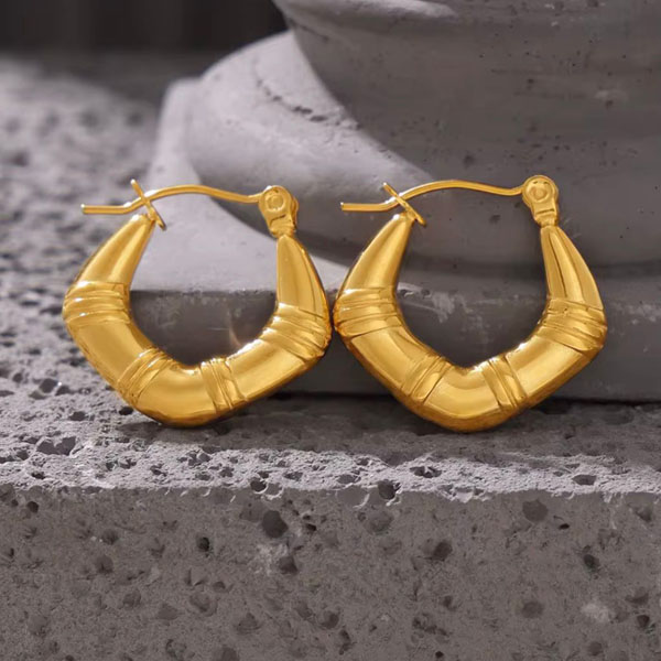 Golden Horn Sculpted Hoop Earrings