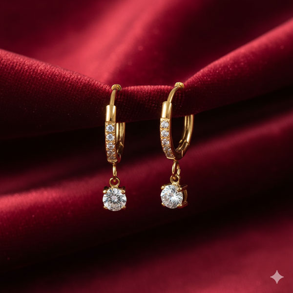 Crystal Glow Drop Hoop Earrings