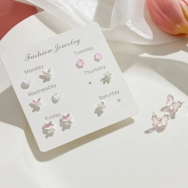 Weekly Charm Mini Stud Earring Set (7 Pairs)